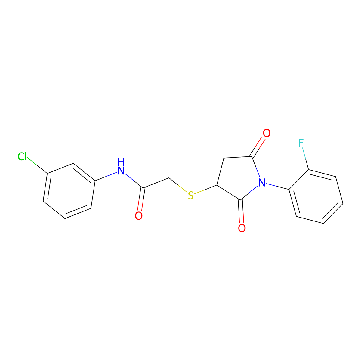 N-(3-chlorophenyl)-2-[1-(2-fluorophenyl)-2,5-dioxopyrrolidin-3-yl]sulfanylacetamide molecular structure, CAS 312266-46-9