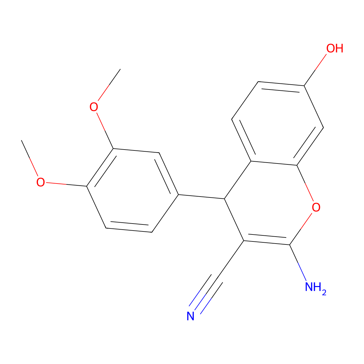 2-amino-4-(3,4-dimethoxyphenyl)-7-hydroxy-4H-chromene-3-carbonitrile molecular structure, CAS 312266-56-1
