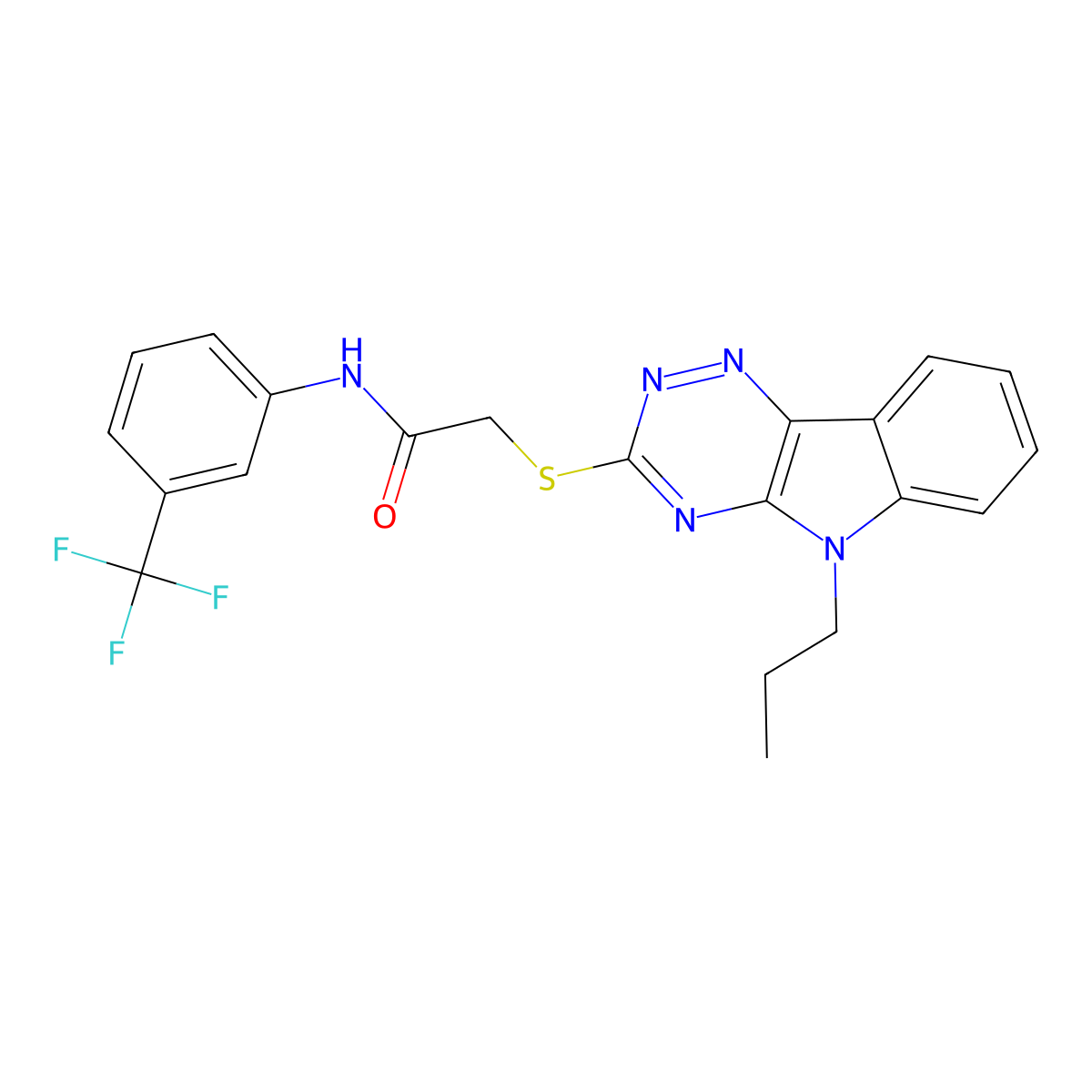 2-[(5-propyl-[1,2,4]triazino[5,6-b]indol-3-yl)sulfanyl]-N-[3-(trifluoromethyl)phenyl]acetamide molecular structure, CAS 312266-86-7