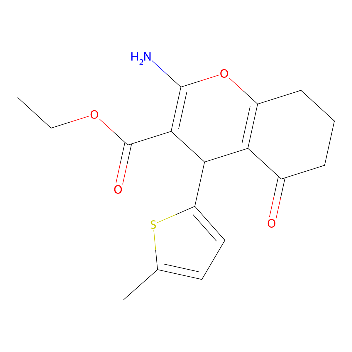 ethyl 2-amino-4-(5-methylthiophen-2-yl)-5-oxo-5,6,7,8-tetrahydro-4H-chromene-3-carboxylate molecular structure, CAS 312267-14-4