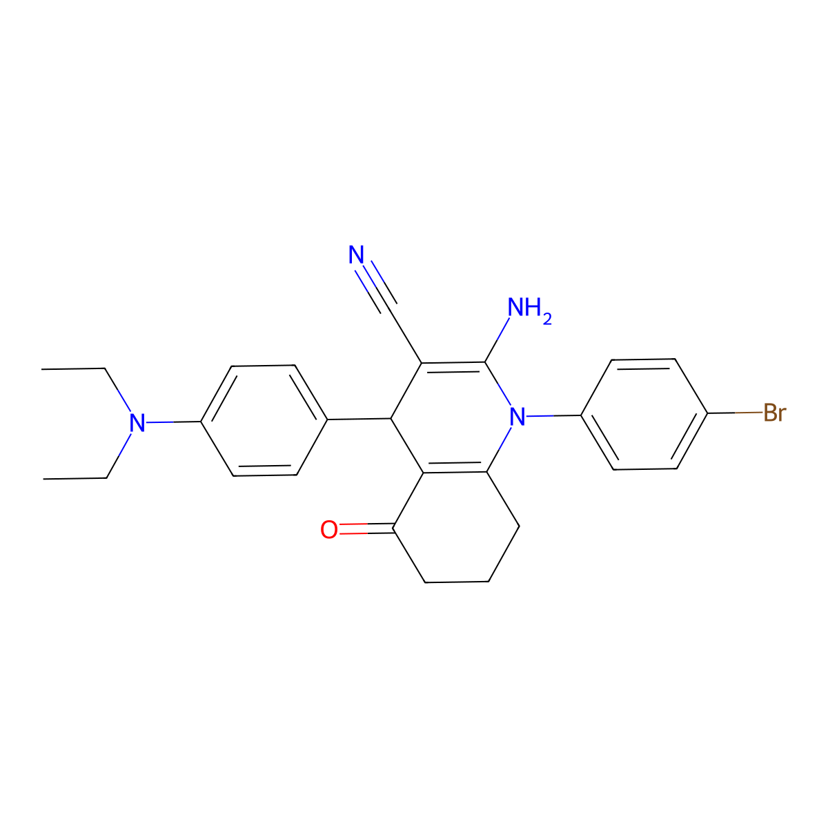 2-Amino-1-(4-bromophenyl)-4-[4-(diethylamino)phenyl]-5-oxo-1,4,5,6,7,8-hexahydro-3-quinolinecarbonitrile molecular structure, CAS 312267-19-9