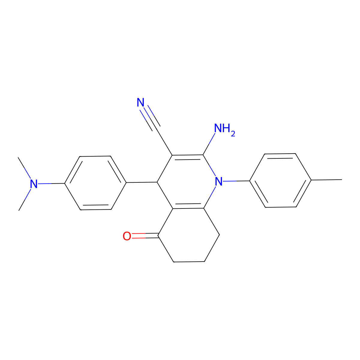 2-Amino-4-[4-(dimethylamino)phenyl]-1-(4-methylphenyl)-5-oxo-1,4,5,6,7,8-hexahydro-3-quinolinecarbonitrile molecular structure, CAS 312267-20-2