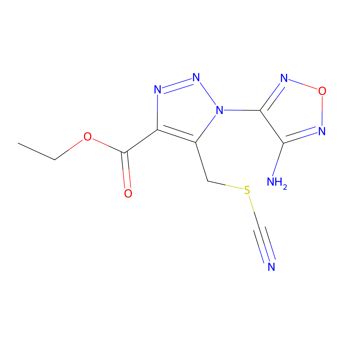 Ethyl 1-(4-amino-1,2,5-oxadiazol-3-yl)-5-(thiocyanatomethyl)triazole-4-carboxylate molecular structure, CAS 312267-28-0