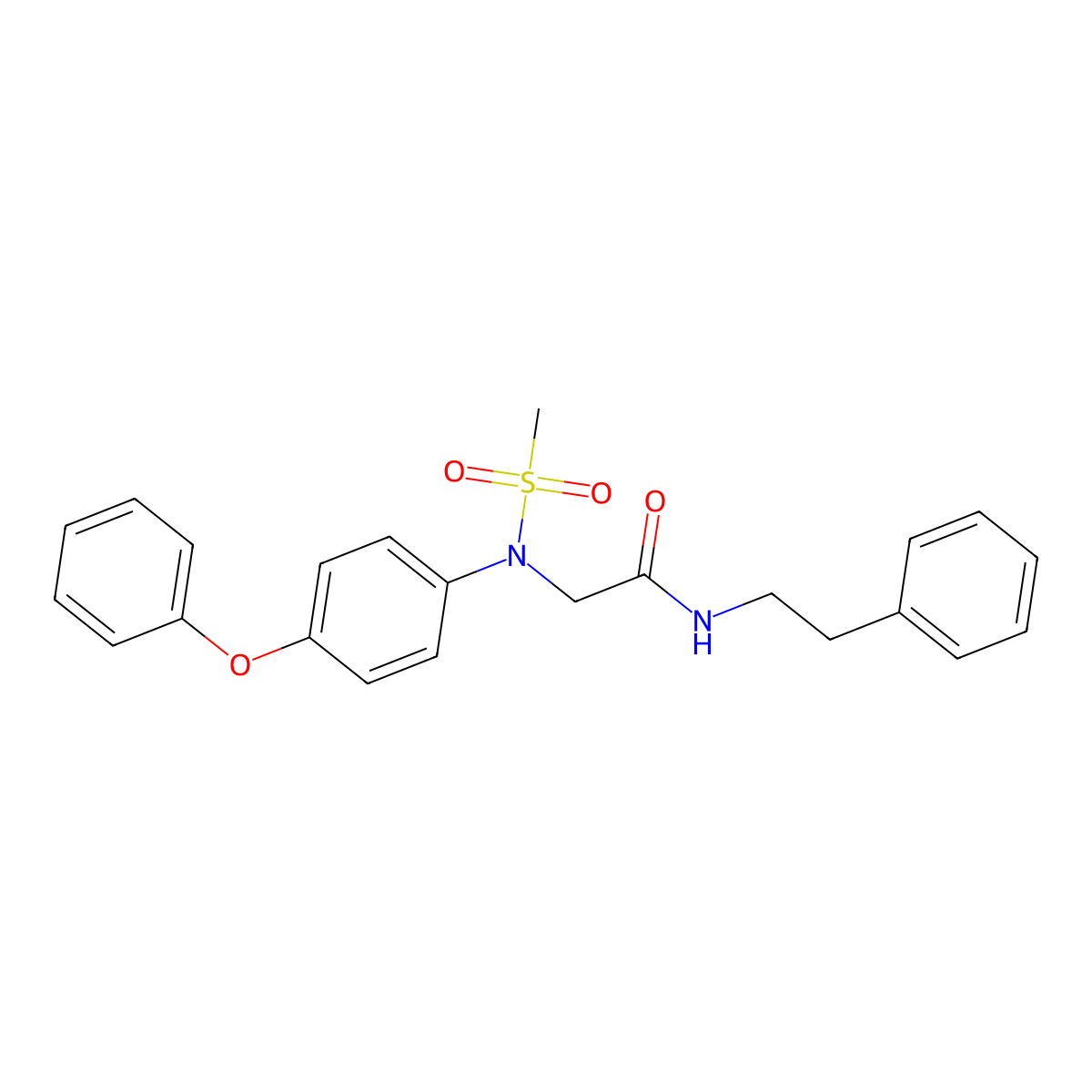 2-[(Methylsulfonyl)(4-phenoxyphenyl)amino]-N-(2-phenylethyl)acetamide molecular structure, CAS 312267-58-6