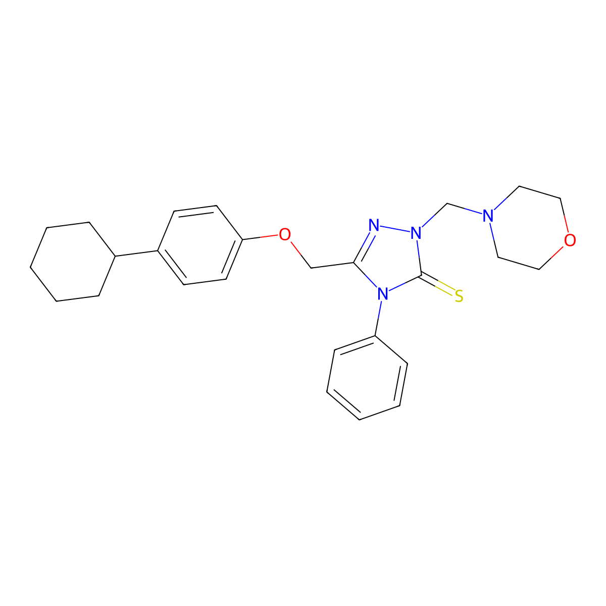 5-[(4-Cyclohexylphenoxy)methyl]-2-(morpholin-4-ylmethyl)-4-phenyl-1,2,4-triazole-3-thione molecular structure, CAS 312268-08-9