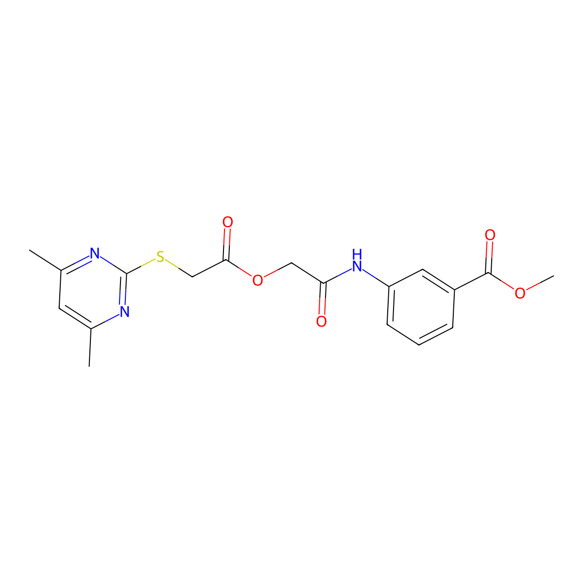 Methyl 3-{[({[(4,6-dimethylpyrimidin-2-yl)sulfanyl]acetyl}oxy)acetyl]amino}benzoate molecular structure, CAS 312268-12-5