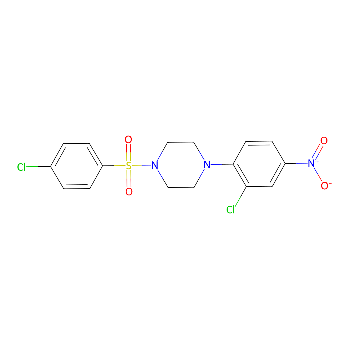 1-(2-Chloro-4-nitrophenyl)-4-(4-chlorophenyl)sulfonylpiperazine molecular structure, CAS 312269-65-1