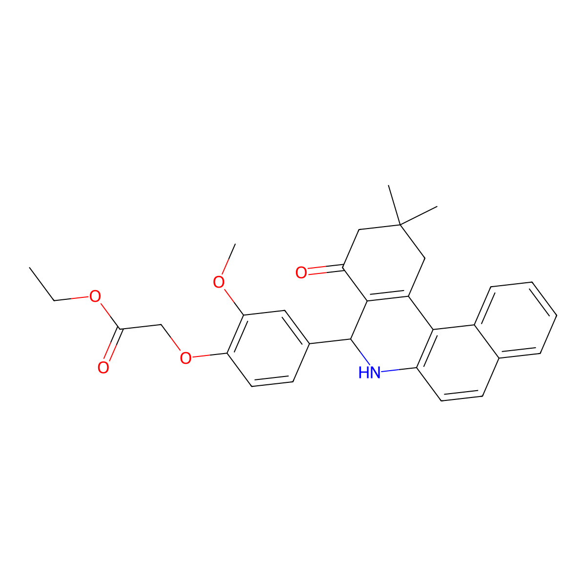 Ethyl [4-(2,2-dimethyl-4-oxo-1,2,3,4,5,6-hexahydrobenzo[a]phenanthridin-5-yl)-2-methoxyphenoxy]acetate molecular structure, CAS 312269-87-7