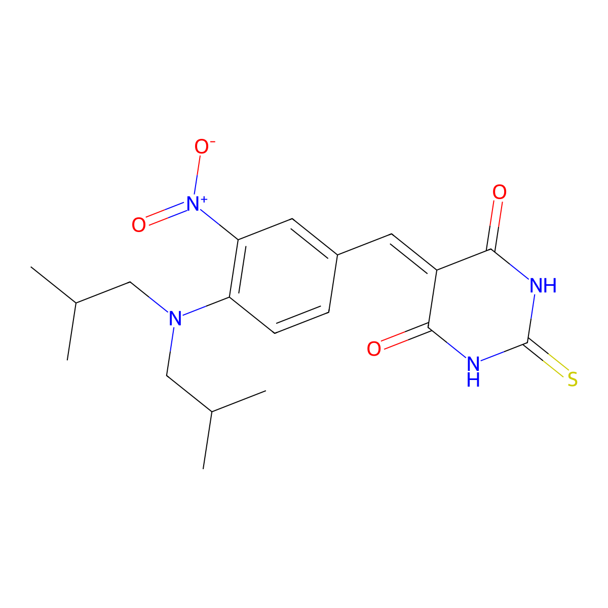 5-[4-(diisobutylamino)-3-nitrobenzylidene]-2-thioxodihydro-4,6(1H,5H)-pyrimidinedione molecular structure, CAS 312271-03-7