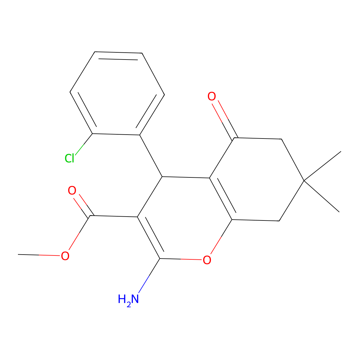 methyl 2-amino-4-(2-chlorophenyl)-7,7-dimethyl-5-oxo-5,6,7,8-tetrahydro-4H-chromene-3-carboxylate molecular structure, CAS 312271-49-1