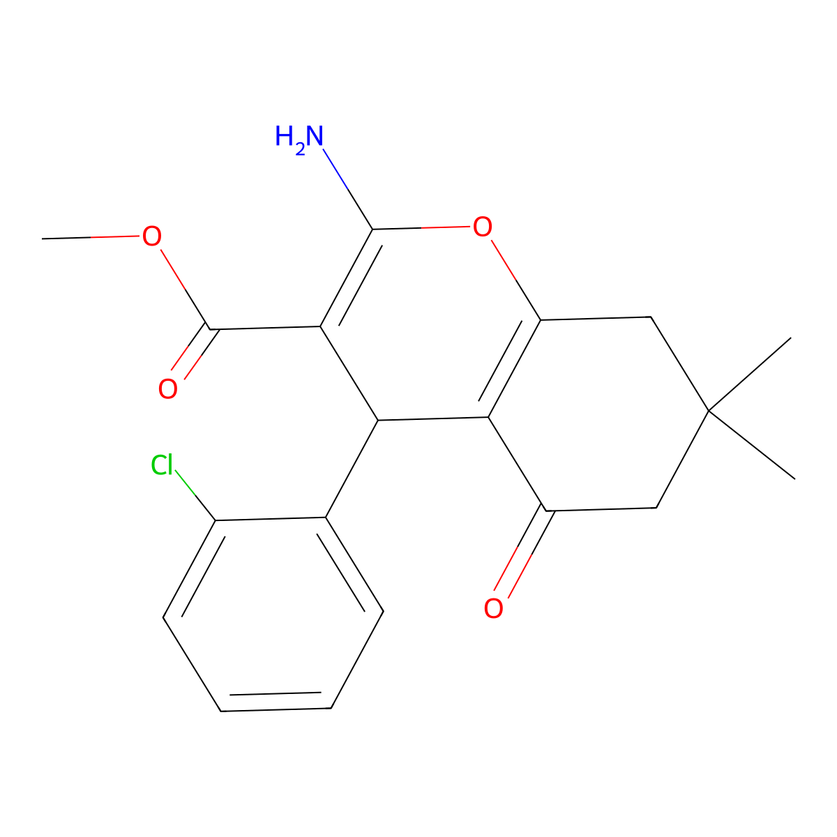 methyl 2-amino-4-(2-chlorophenyl)-7,7-dimethyl-5-oxo-5,6,7,8-tetrahydro-4H-chromene-3-carboxylate molecular structure, CAS 312271-49-1