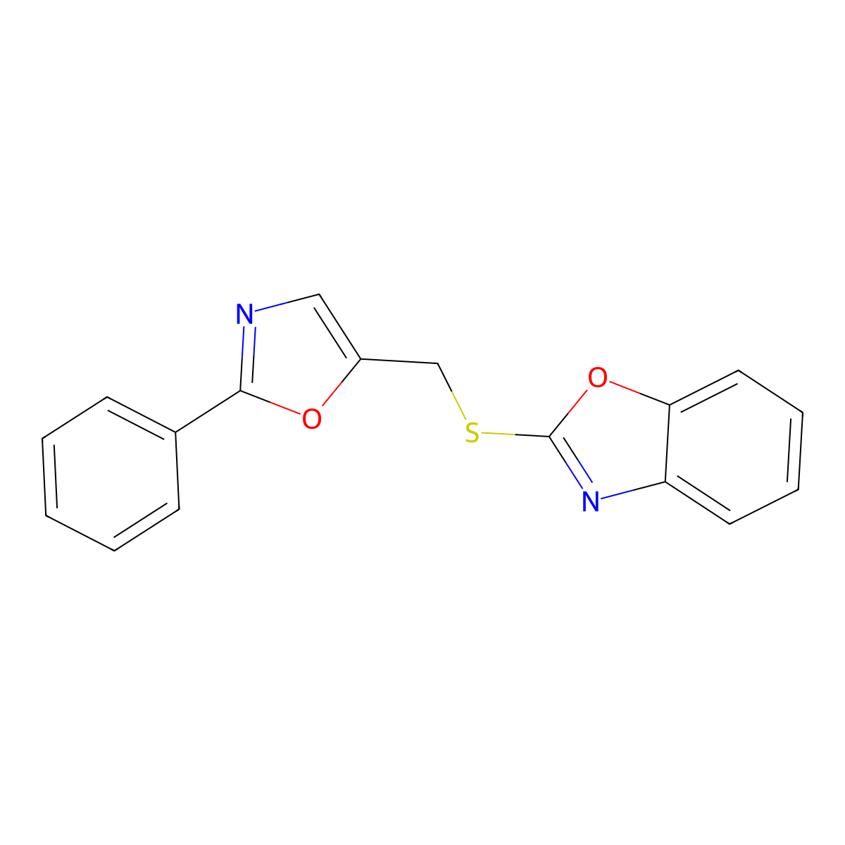 2-[(2-Phenyl-1,3-oxazol-5-yl)methylsulfanyl]-1,3-benzoxazole molecular structure, CAS 312271-61-7