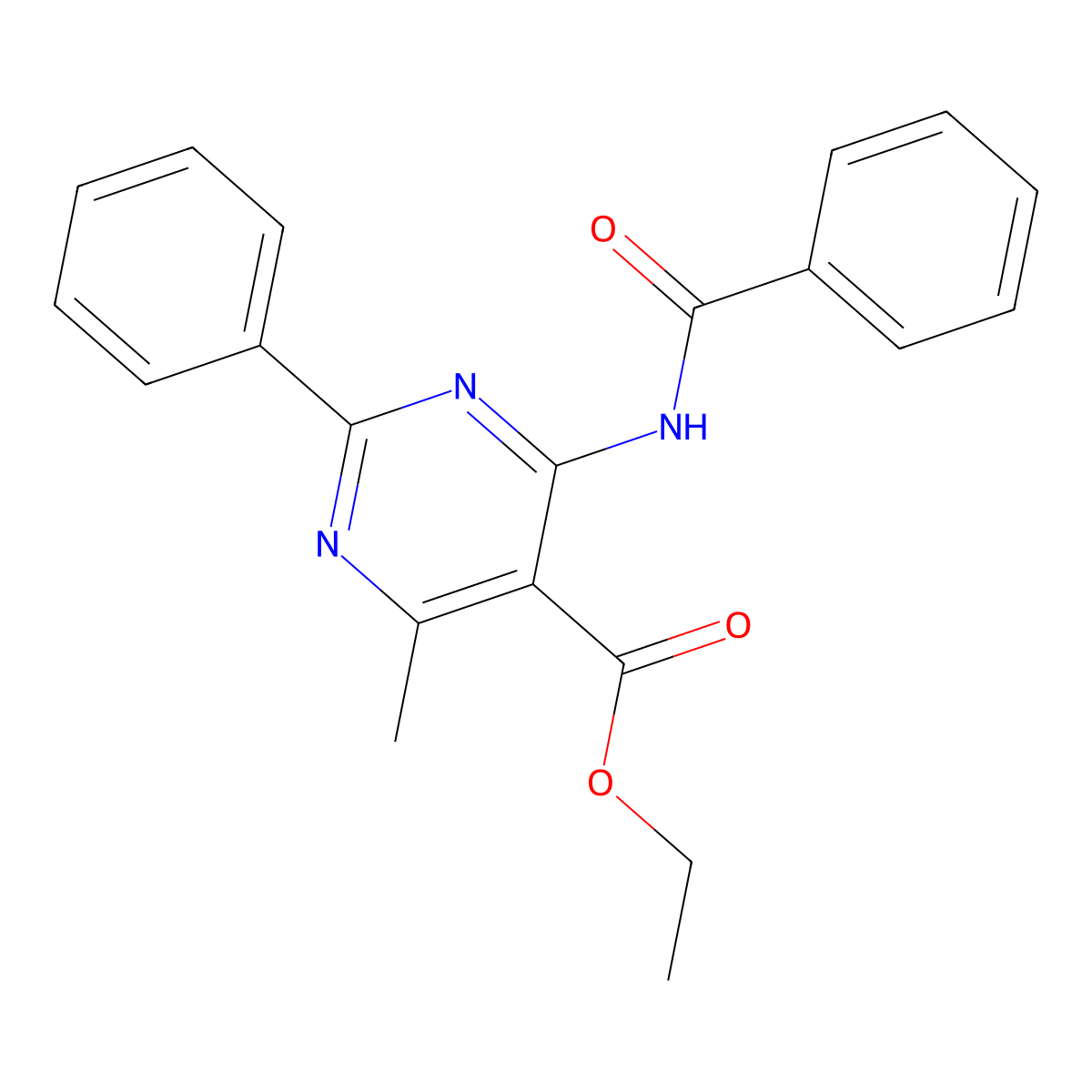 Ethyl 4-benzamido-6-methyl-2-phenylpyrimidine-5-carboxylate molecular structure, CAS 312271-71-9