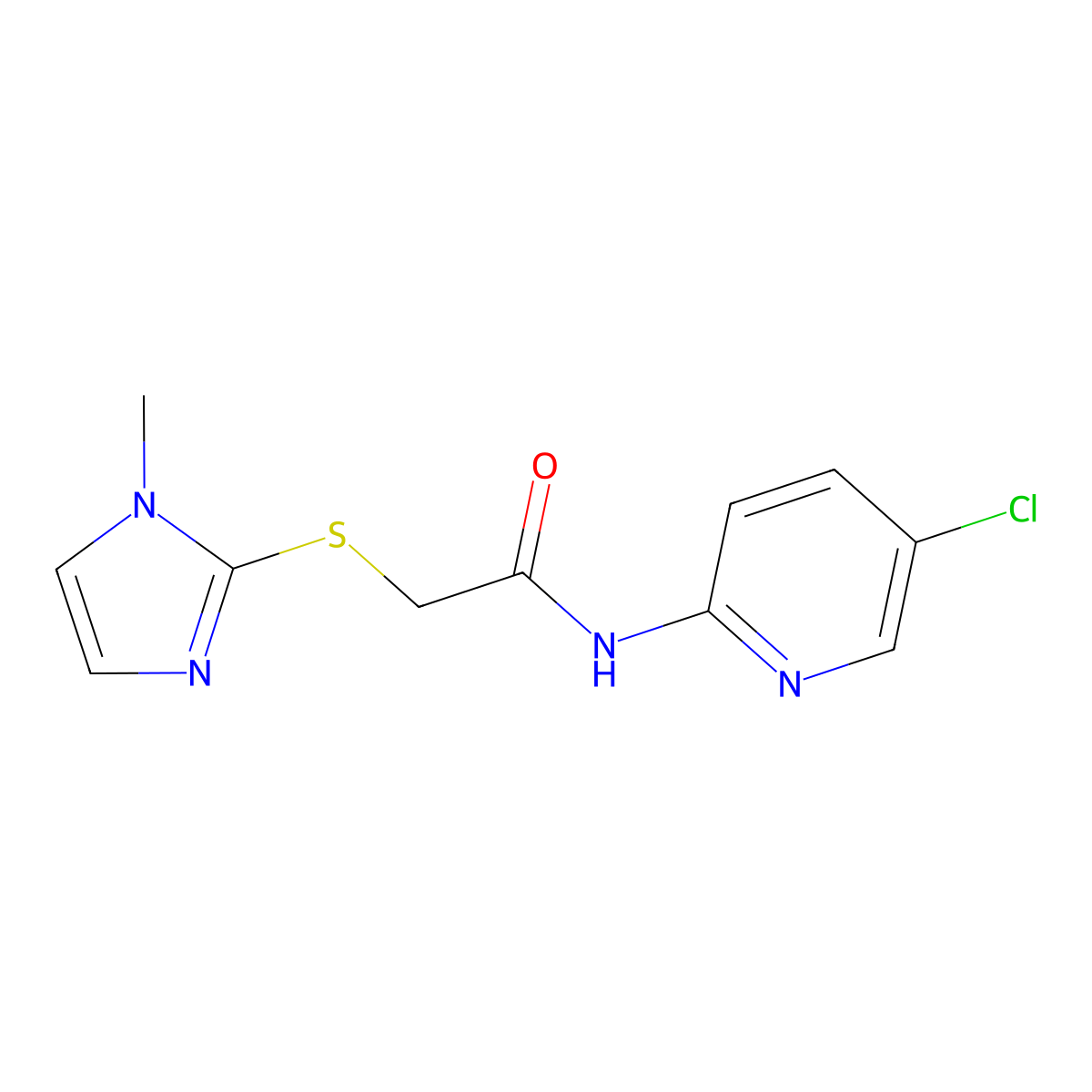 N-(5-chloropyridin-2-yl)-2-(1-methylimidazol-2-yl)sulfanylacetamide molecular structure, CAS 312272-09-6