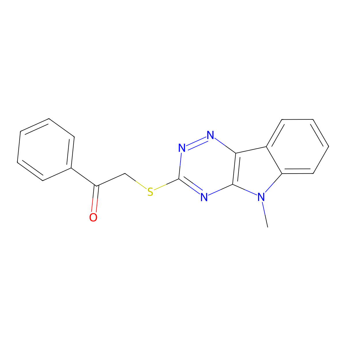 2-[(5-Methyl-[1,2,4]triazino[5,6-b]indol-3-yl)sulfanyl]-1-phenylethanone molecular structure, CAS 312272-18-7