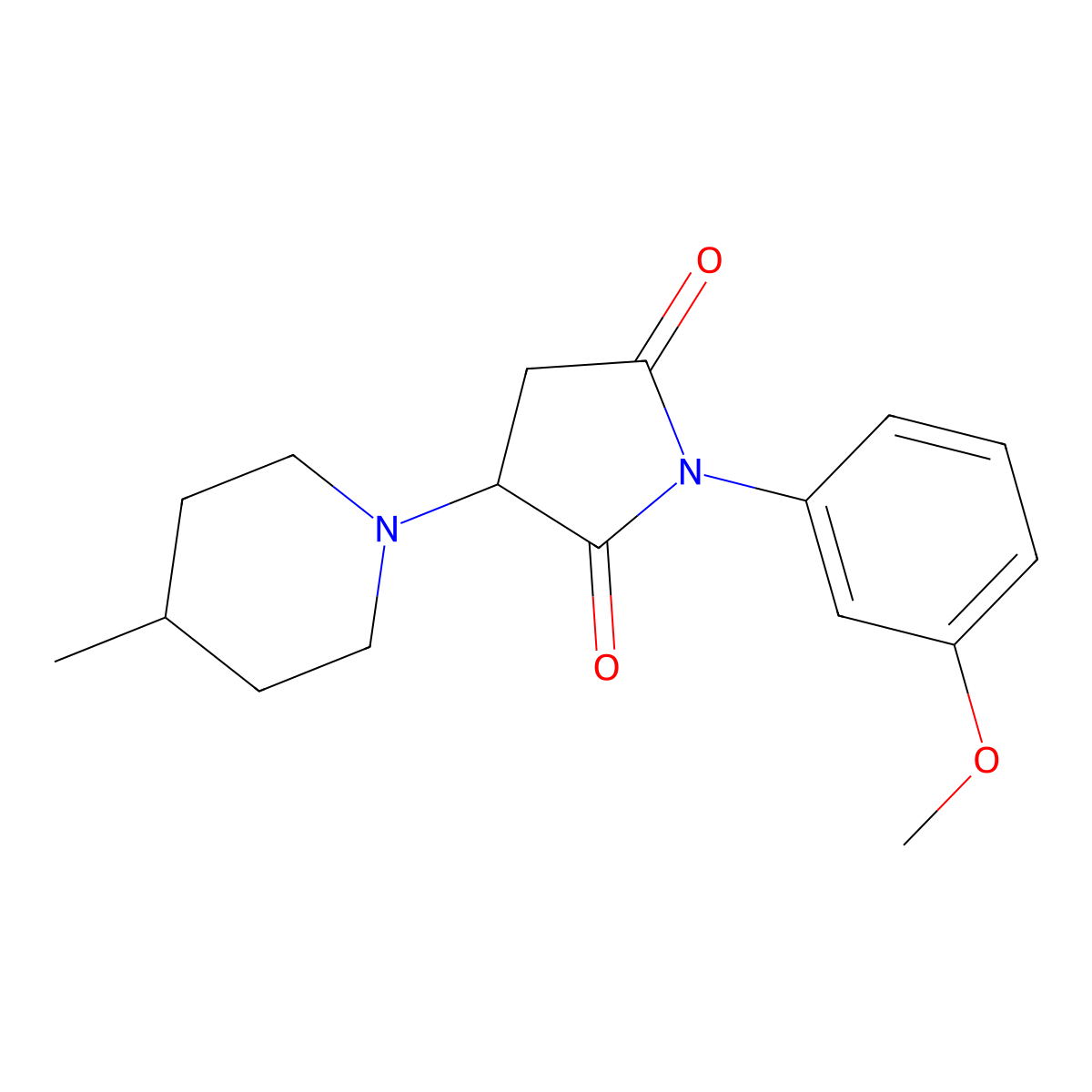 1-(3-Methoxyphenyl)-3-(4-methyl-1-piperidinyl)-2,5-pyrrolidinedione molecular structure, CAS 312272-33-6