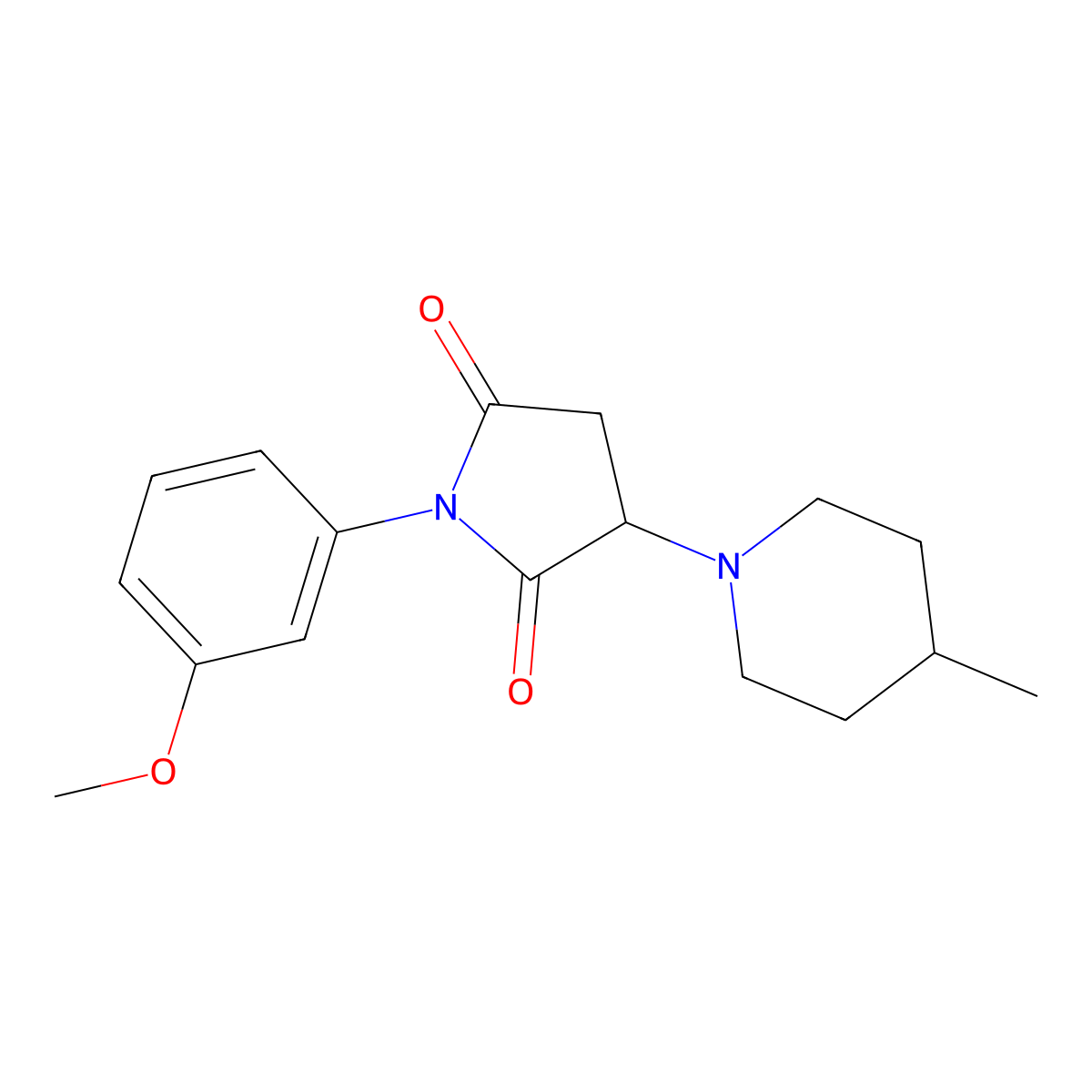 1-(3-Methoxyphenyl)-3-(4-methyl-1-piperidinyl)-2,5-pyrrolidinedione molecular structure, CAS 312272-33-6