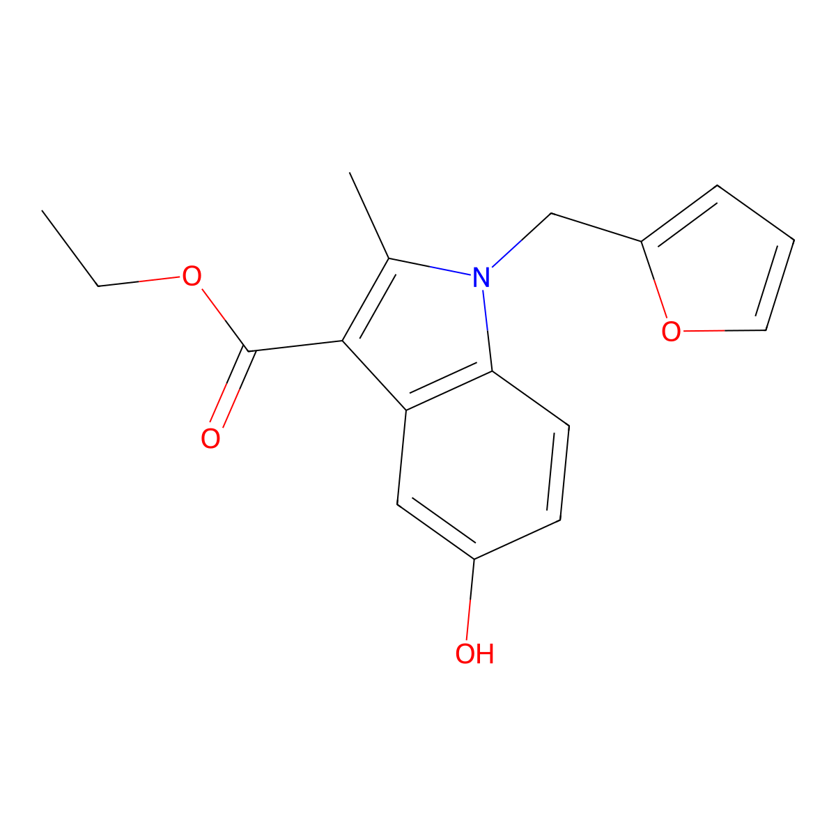 Ethyl 1-(furan-2-ylmethyl)-5-hydroxy-2-methylindole-3-carboxylate molecular structure, CAS 312272-51-8