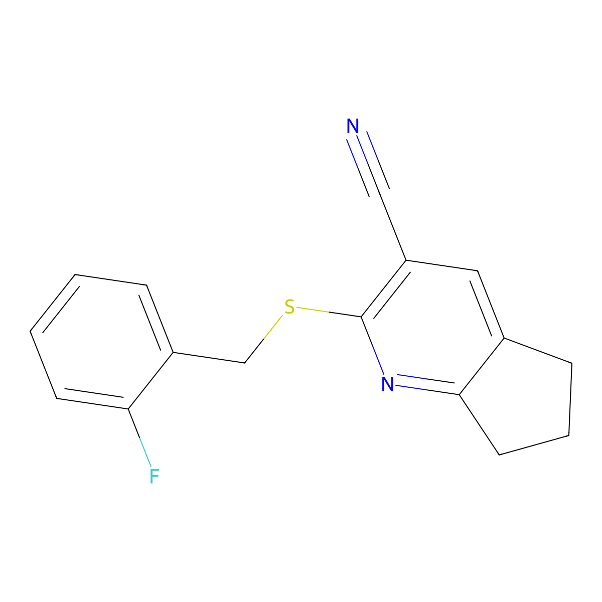 2-[(2-fluorobenzyl)sulfanyl]-6,7-dihydro-5H-cyclopenta[b]pyridine-3-carbonitrile molecular structure, CAS 312272-57-4