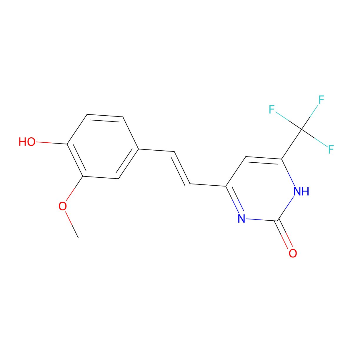 4-(4-Hydroxy-3-methoxystyryl)-6-(trifluoromethyl)pyrimidin-2(1H)-one molecular structure, CAS 312272-63-2