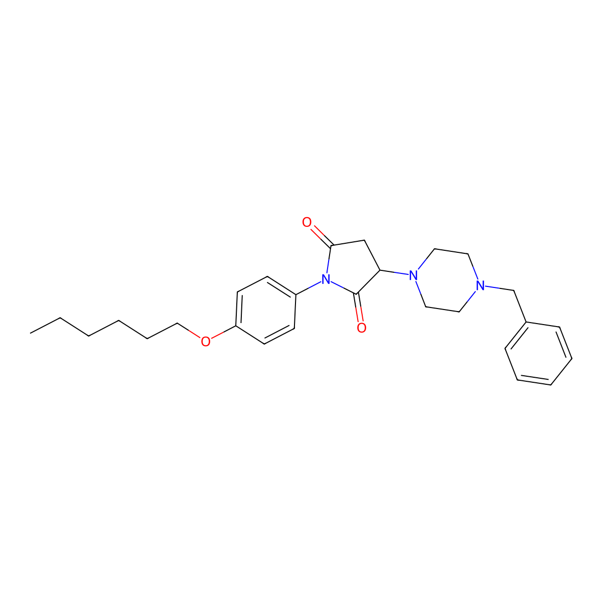 3-(4-Benzylpiperazin-1-yl)-1-[4-(hexyloxy)phenyl]pyrrolidine-2,5-dione molecular structure, CAS 312272-74-5