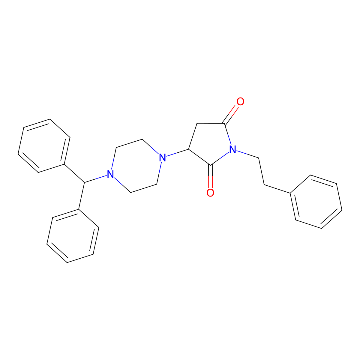 3-(4-Benzhydrylpiperazin-1-yl)-1-phenethylpyrrolidine-2,5-dione molecular structure, CAS 312272-77-8