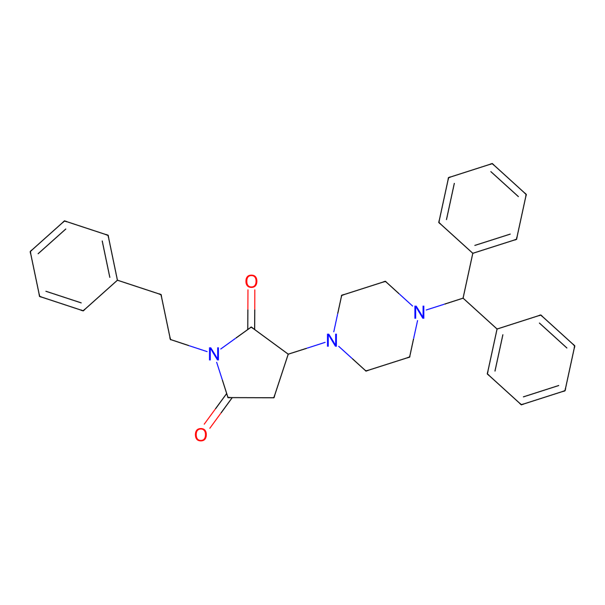3-(4-Benzhydrylpiperazin-1-yl)-1-phenethylpyrrolidine-2,5-dione molecular structure, CAS 312272-77-8