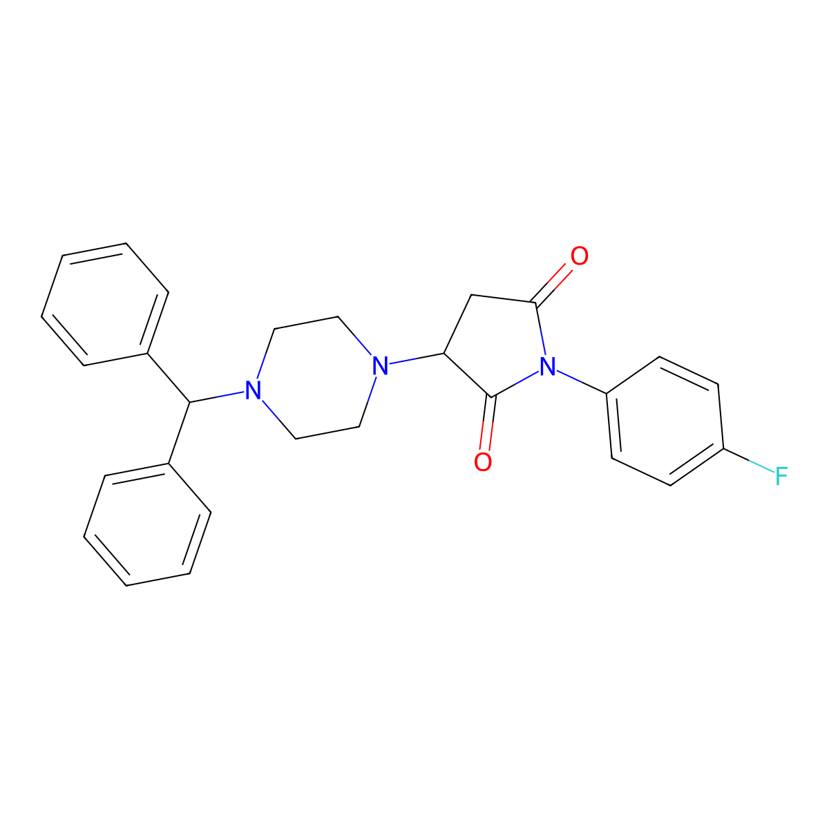 3-(4-Benzhydrylpiperazin-1-yl)-1-(4-fluorophenyl)pyrrolidine-2,5-dione molecular structure, CAS 312272-79-0