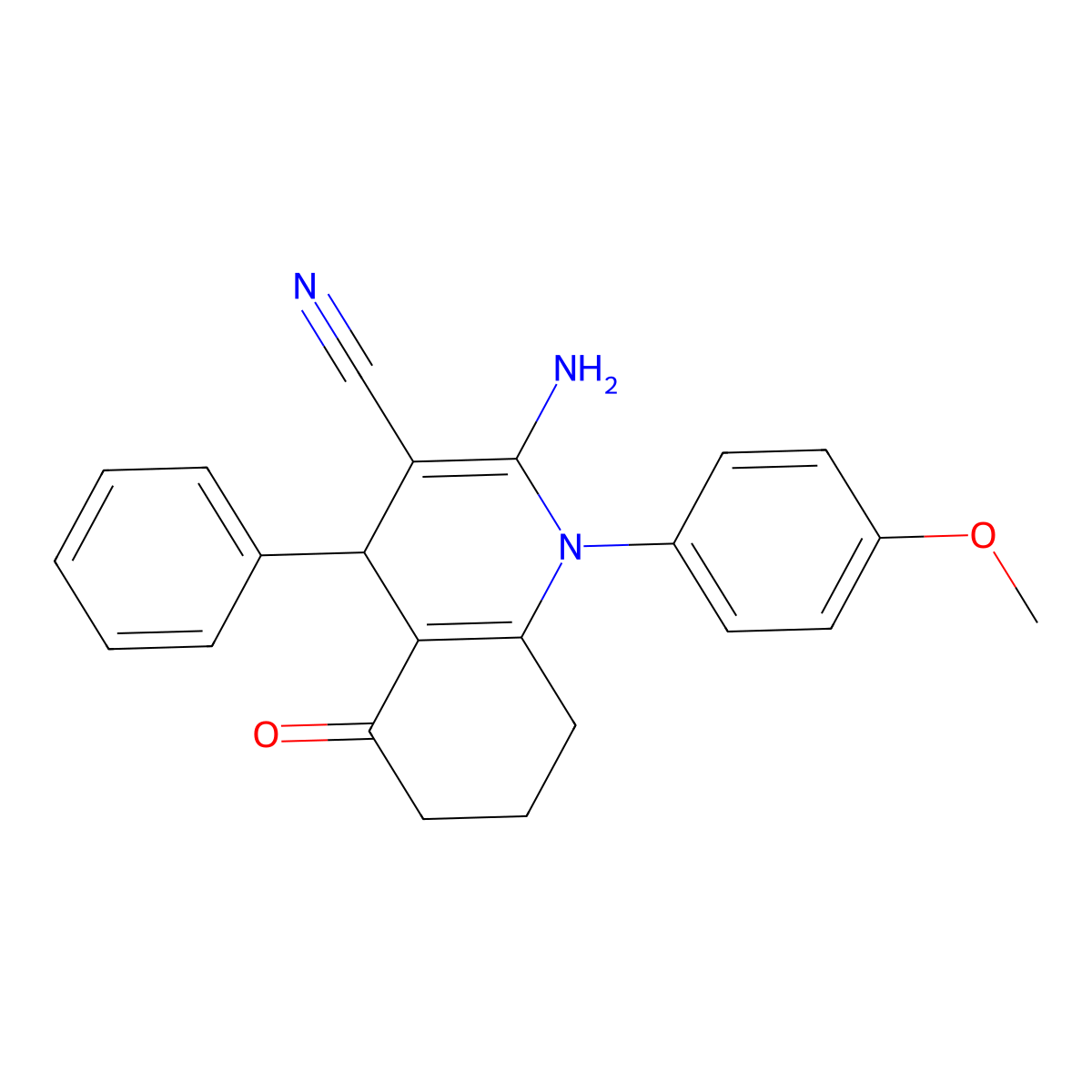 2-Amino-1-(4-meo-PH)-5-oxo-4-PH-1,4,5,6,7,8-hexahydro-3-quinolinecarbonitrile molecular structure, CAS 312272-80-3