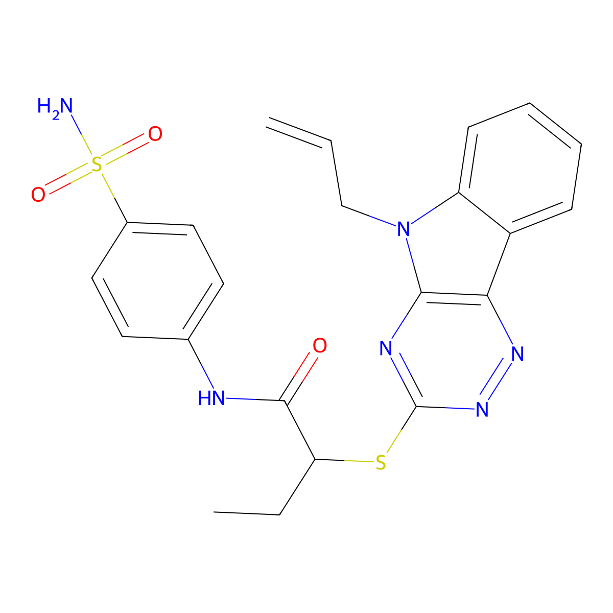 2-{[5-(prop-2-en-1-yl)-5H-[1,2,4]triazino[5,6-b]indol-3-yl]sulfanyl}-N-(4-sulfamoylphenyl)butanamide molecular structure, CAS 312273-82-8