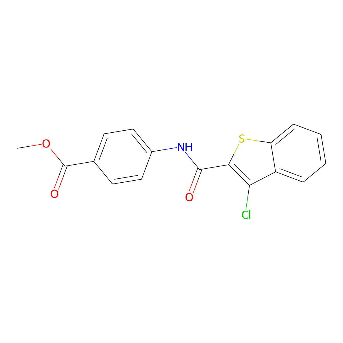 Methyl 4-(3-chloro-1-benzothiophene-2-amido)benzoate molecular structure, CAS 312274-77-4