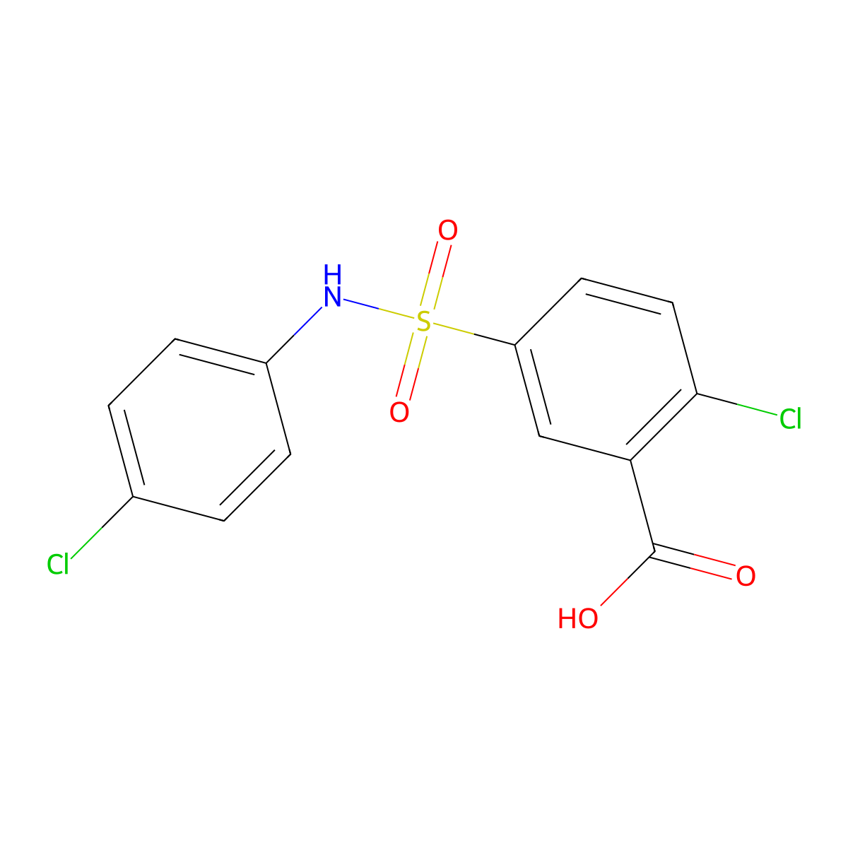 2-Chloro-5-[(4-chlorophenyl)sulfamoyl]benzoic acid molecular structure, CAS 312274-91-2