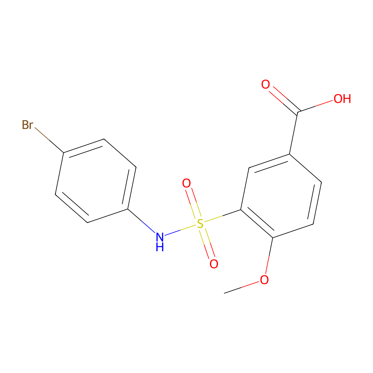 3-((4-Bromophenyl)sulfamoyl)-4-methoxybenzoic acid molecular structure, CAS 312274-98-9
