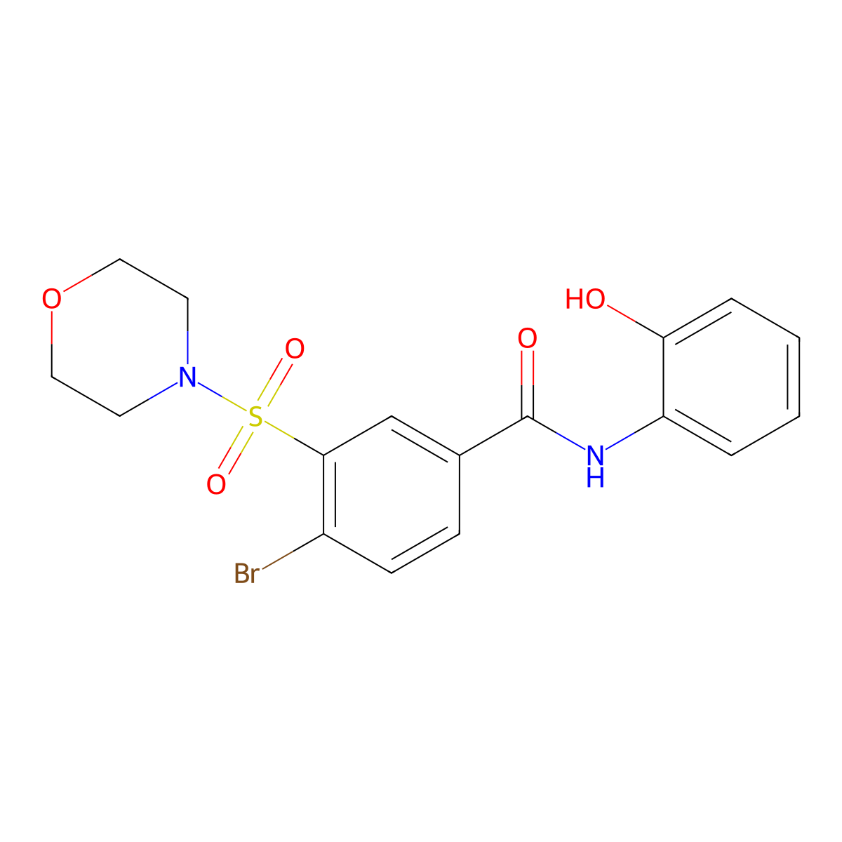 4-bromo-N-(2-hydroxyphenyl)-3-(morpholin-4-ylsulfonyl)benzamide molecular structure, CAS 312274-99-0