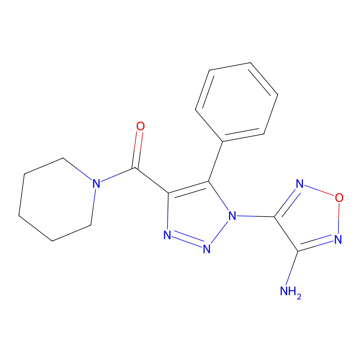 [1-(4-Amino-1,2,5-oxadiazol-3-yl)-5-phenyltriazol-4-yl]-piperidin-1-ylmethanone molecular structure, CAS 312275-03-9