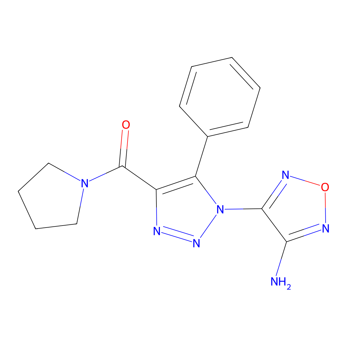 3-Amino-4-[5-phenyl-4-(pyrrolidin-1-ylcarbonyl)-1H-1,2,3-triazol-1-yl]-1,2,5-oxadiazole molecular structure, CAS 312275-05-1