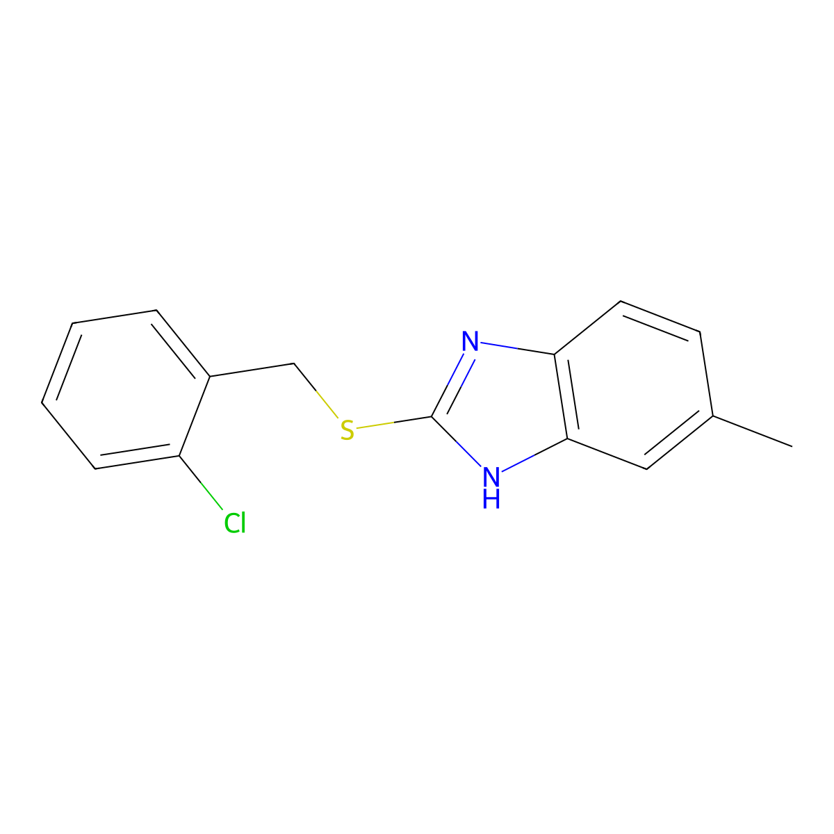 2-{[(2-chlorophenyl)methyl]sulfanyl}-5-methyl-1H-1,3-benzodiazole molecular structure, CAS 312275-13-1