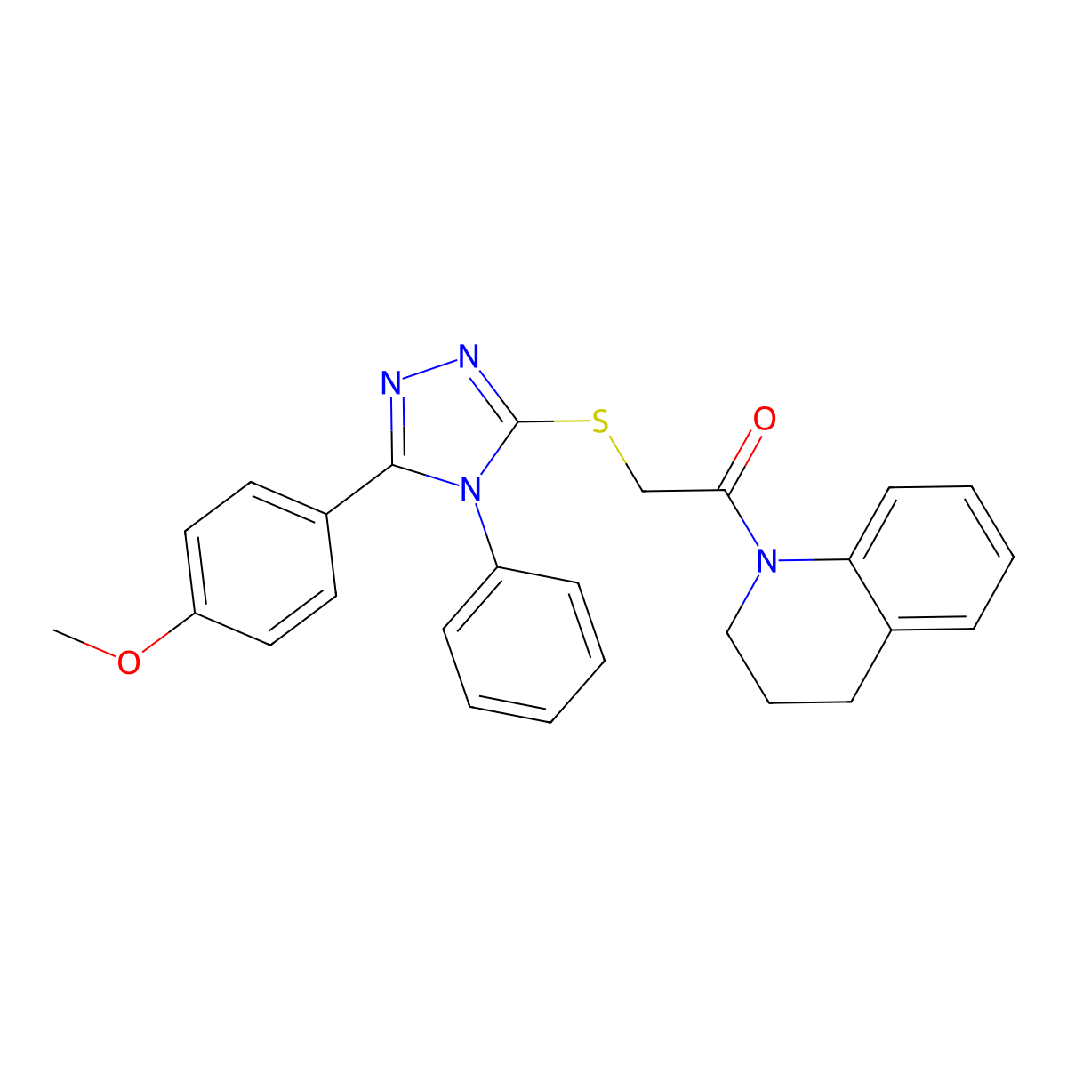 1-(3,4-dihydro-2H-quinolin-1-yl)-2-[[5-(4-methoxyphenyl)-4-phenyl-1,2,4-triazol-3-yl]sulfanyl]ethanone molecular structure, CAS 312275-17-5