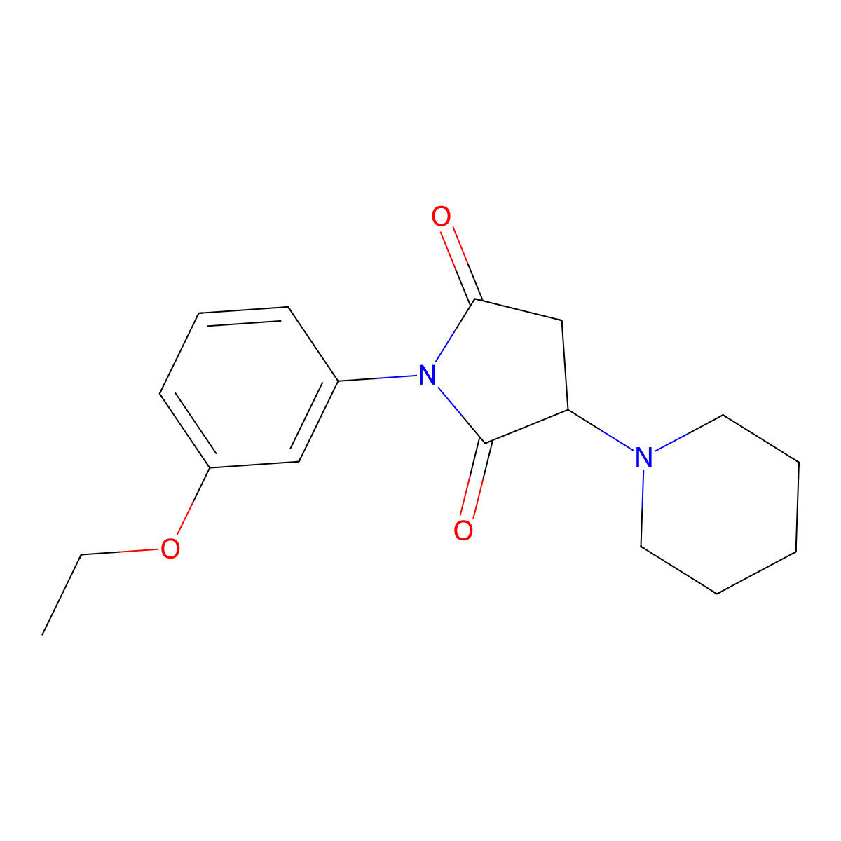1-(3-Ethoxyphenyl)-3-(1-piperidinyl)-2,5-pyrrolidinedione molecular structure, CAS 312275-29-9