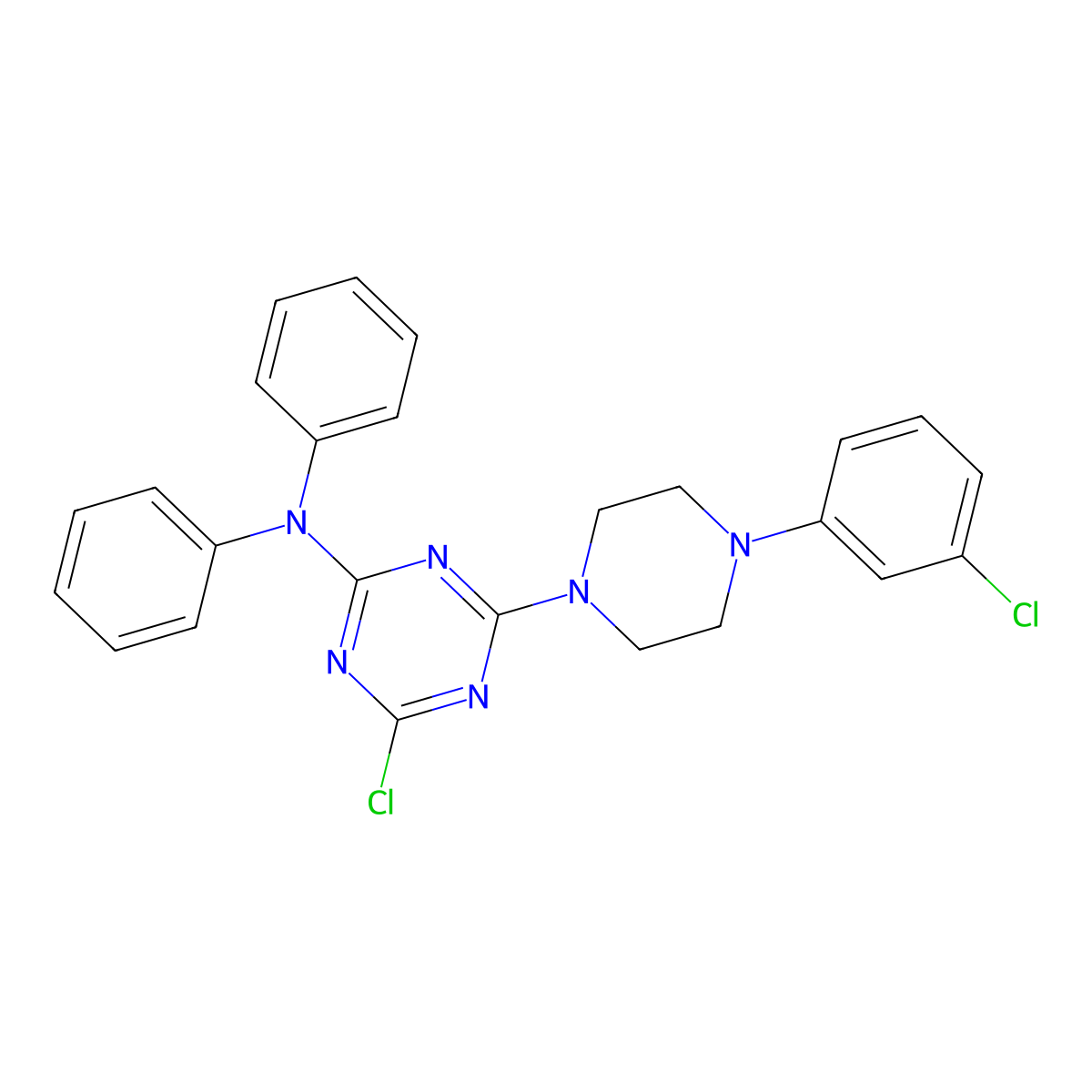 4-chloro-6-[4-(3-chlorophenyl)piperazin-1-yl]-N,N-diphenyl-1,3,5-triazin-2-amine molecular structure, CAS 312275-38-0