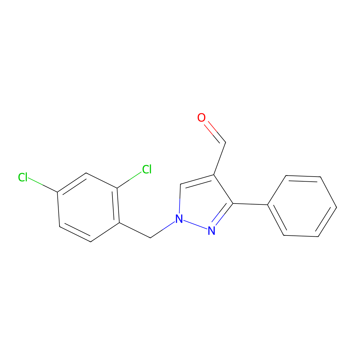 1-(2,4-dichlorobenzyl)-3-phenyl-1H-pyrazole-4-carbaldehyde molecular structure, CAS 312275-55-1