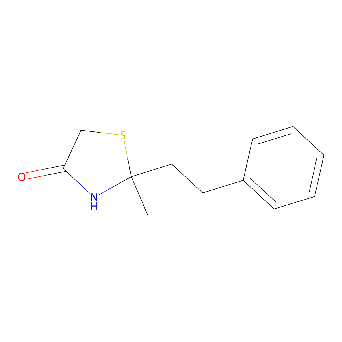 2-Methyl-2-(2-phenylethyl)-1,3-thiazolidin-4-one molecular structure, CAS 312275-57-3