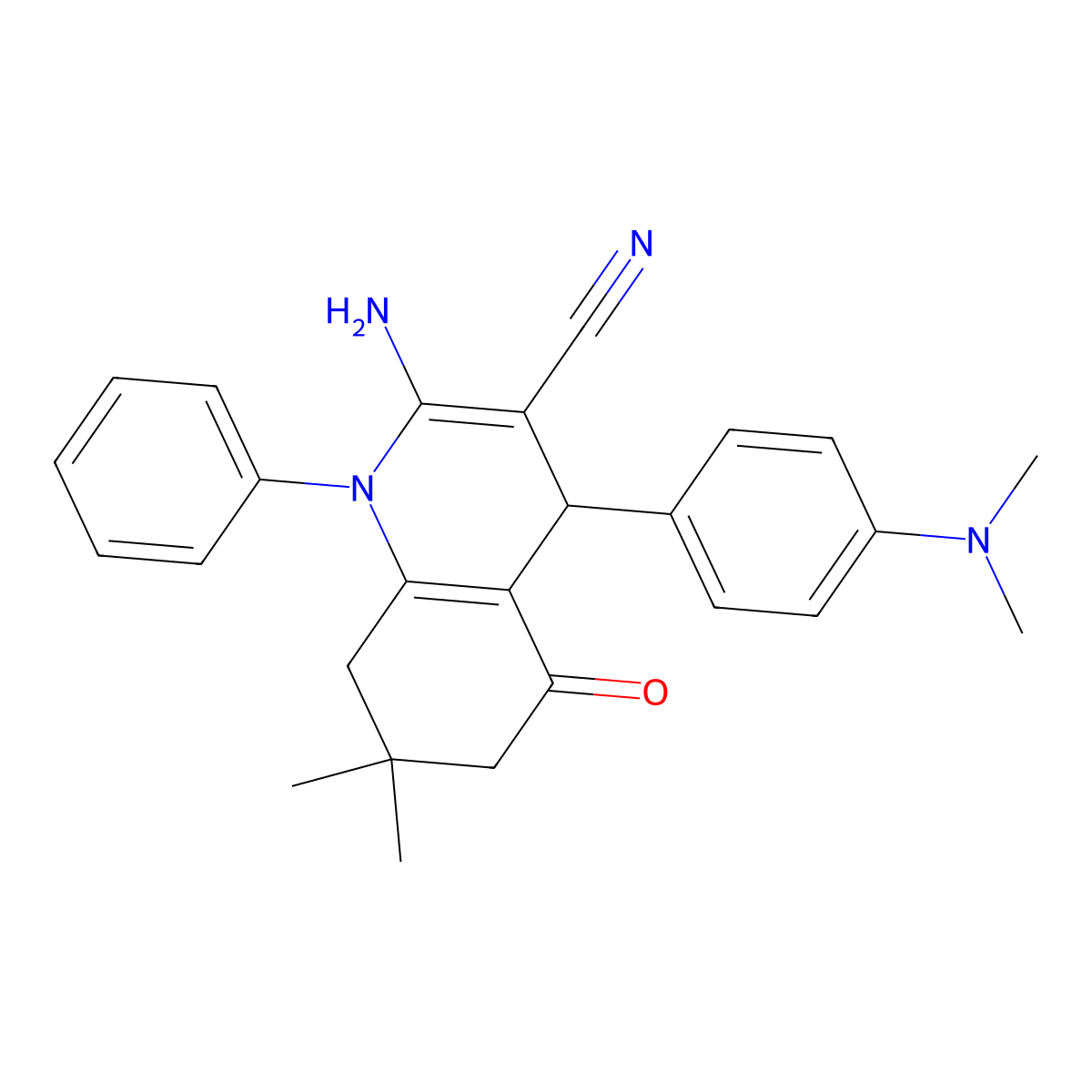 2-Amino-4-[4-(dimethylamino)phenyl]-7,7-dimethyl-5-oxo-1-phenyl-1,4,5,6,7,8-hexahydro-3-quinolinecarbonitrile molecular structure, CAS 312275-77-7