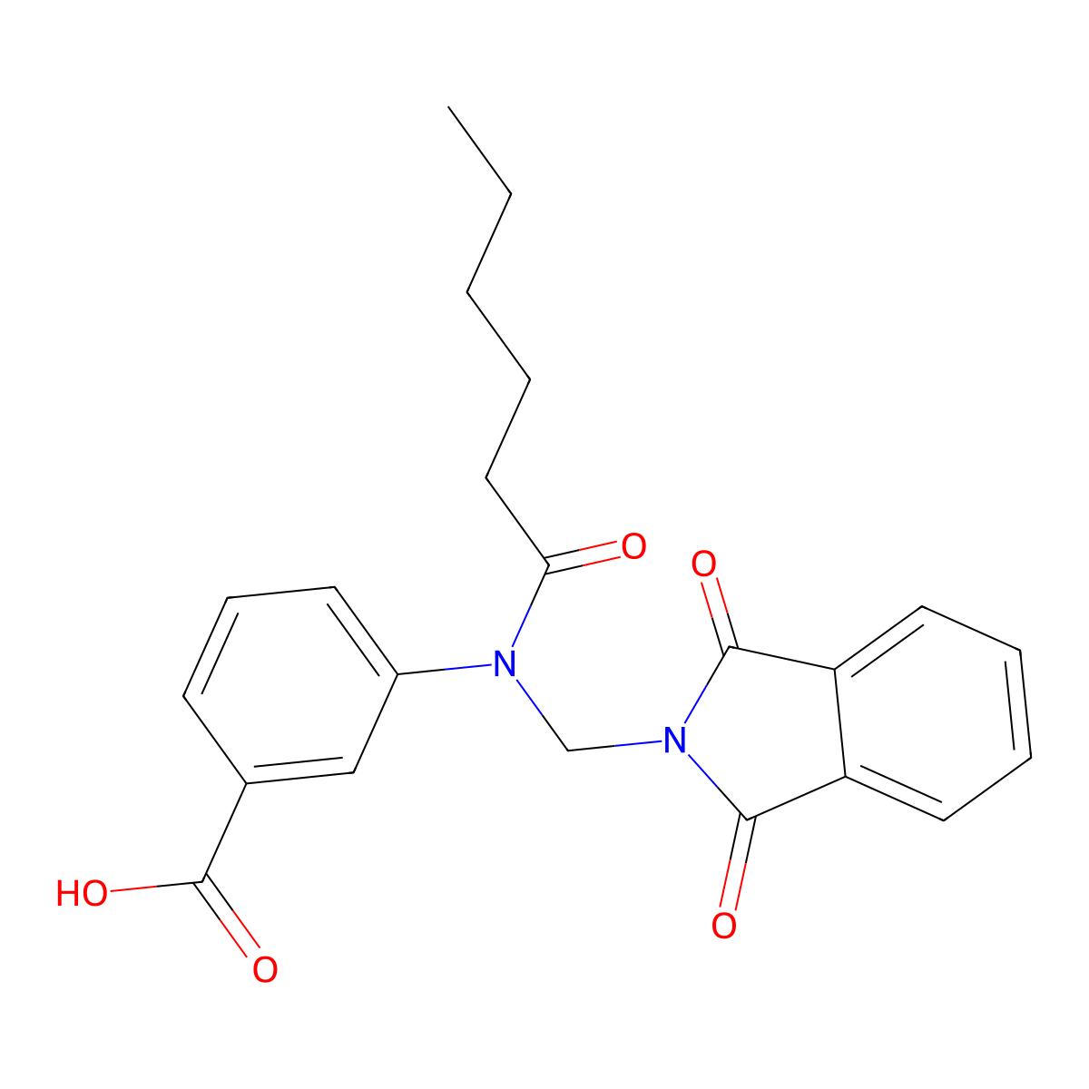 3-[(1,3-Dioxoisoindol-2-yl)methyl-hexanoylamino]benzoic acid molecular structure, CAS 312275-97-1