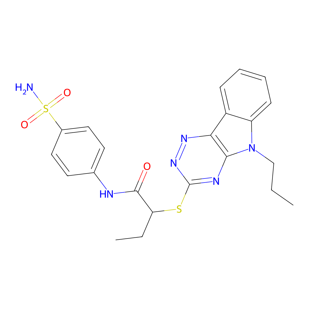 2-[(5-propyl-[1,2,4]triazino[5,6-b]indol-3-yl)sulfanyl]-N-(4-sulfamoylphenyl)butanamide molecular structure, CAS 312276-31-6