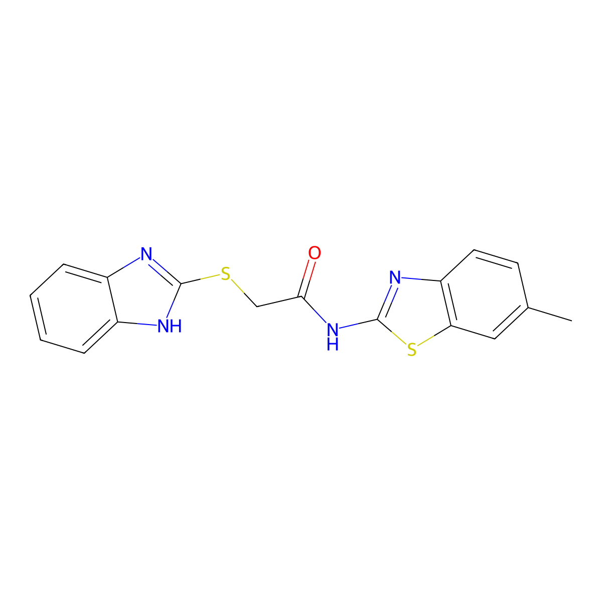 2-(1H-benzimidazol-2-ylsulfanyl)-N-(6-methyl-1,3-benzothiazol-2-yl)acetamide molecular structure, CAS 312276-38-3