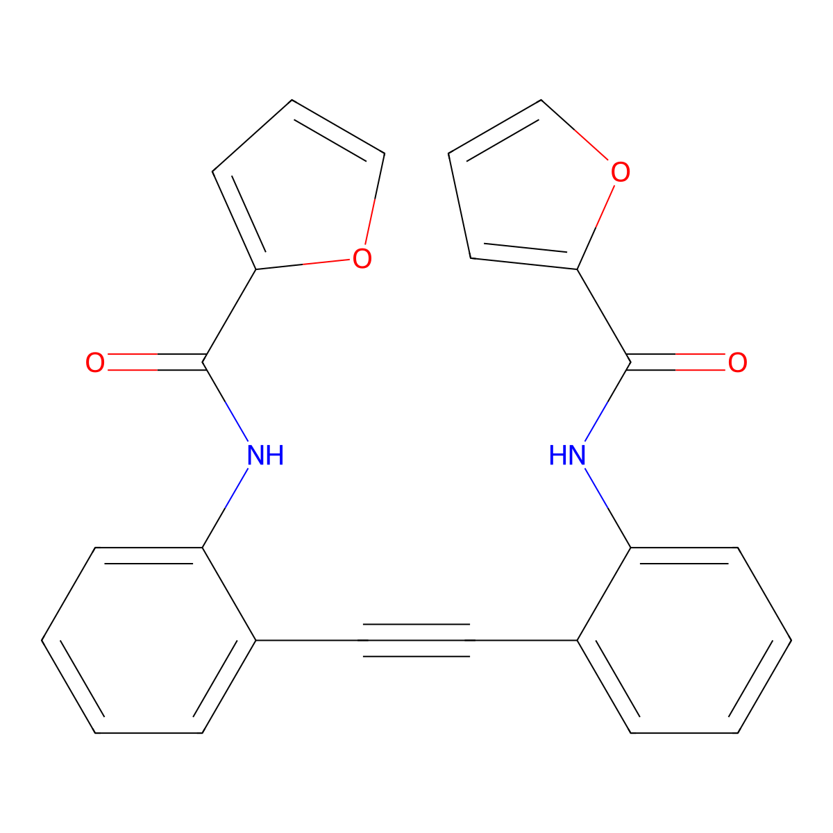 N-[2-[2-[2-(furan-2-carbonylamino)phenyl]ethynyl]phenyl]furan-2-carboxamide molecular structure, CAS 312277-68-2