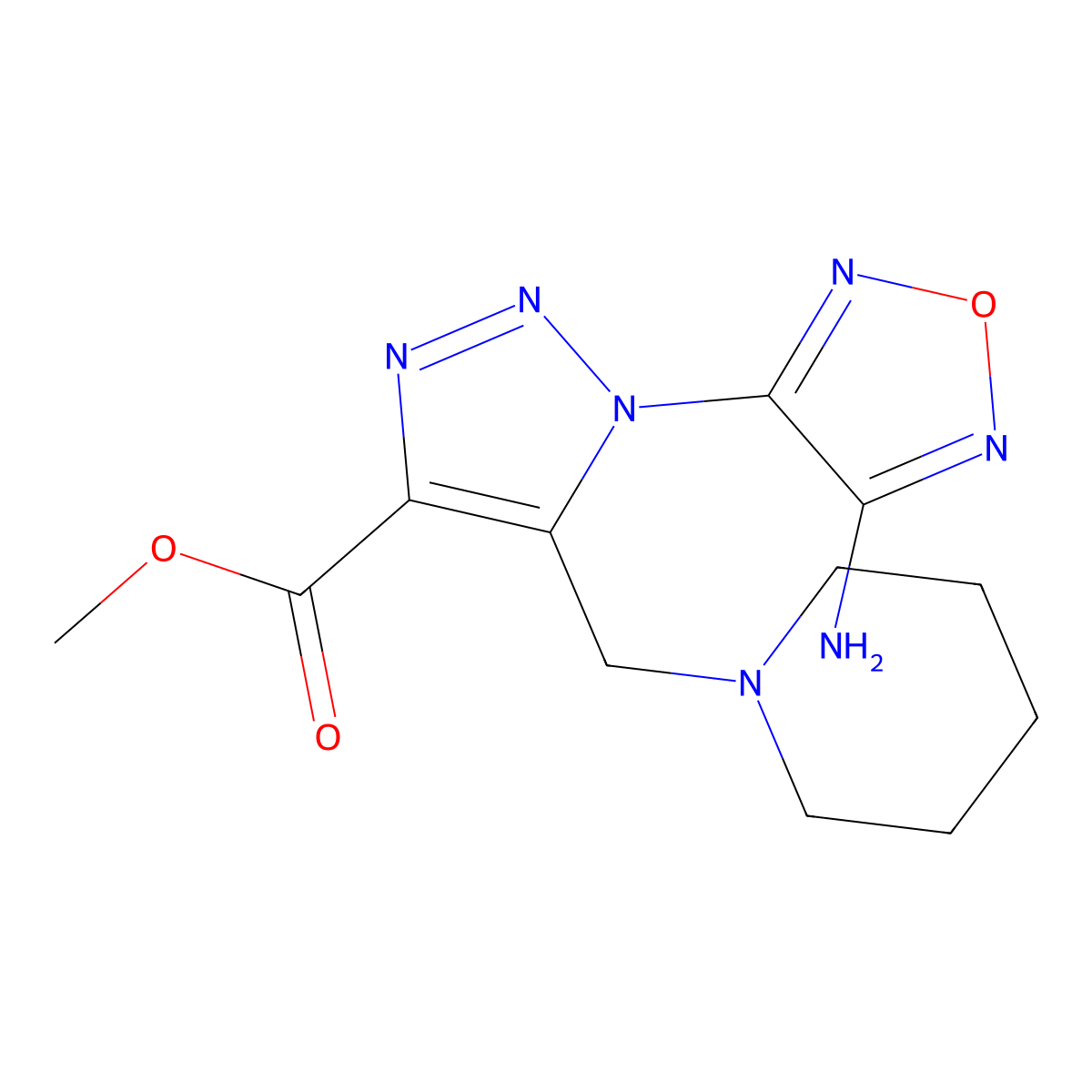 methyl 1-(4-amino-1,2,5-oxadiazol-3-yl)-5-(piperidin-1-ylmethyl)-1H-1,2,3-triazole-4-carboxylate molecular structure, CAS 312277-78-4