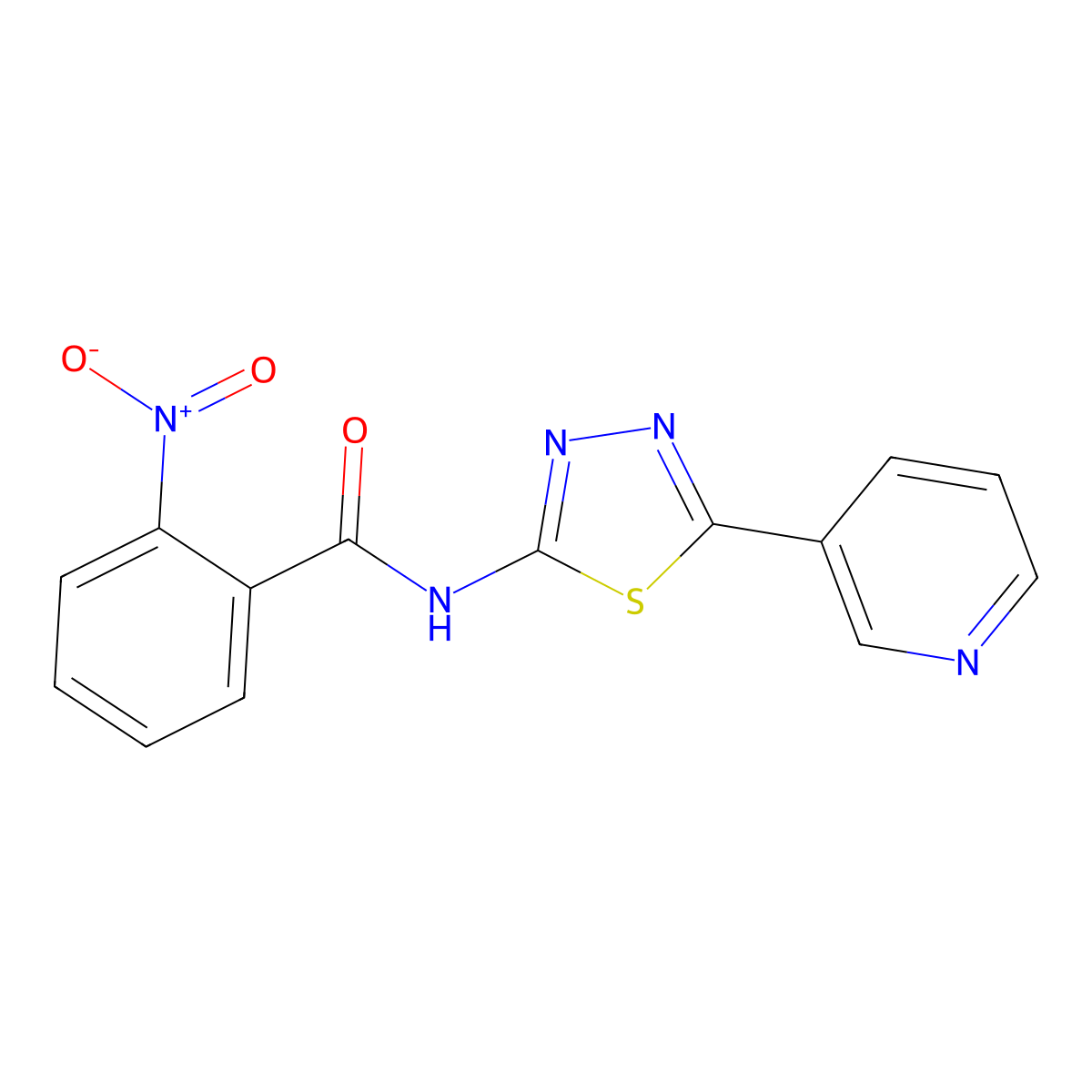 2-nitro-N-(5-pyridin-3-yl-1,3,4-thiadiazol-2-yl)benzamide molecular structure, CAS 312278-09-4