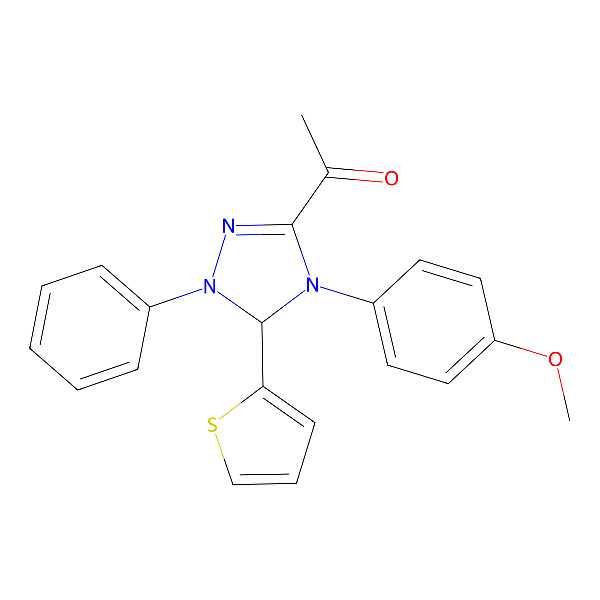 1-[4-(4-methoxyphenyl)-1-phenyl-5-(2-thienyl)-4,5-dihydro-1H-1,2,4-triazol-3-yl]ethanone molecular structure, CAS 312278-14-1